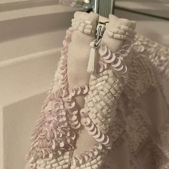 Topshop Tall White Beaded & Sequined Embellished Mini Skirt Size 10 - Picture 7 of 12